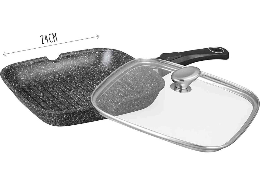 Panela para grelhar em ferro fundido Pradel Excellence Premium 24x24cm estilo pedra todos os queimadores/indução