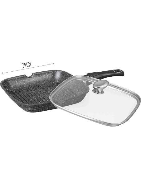 Støbejernsgrillpande Pradel Excellence Premium 24x24cm i stenstil til alle brændere/ induktion