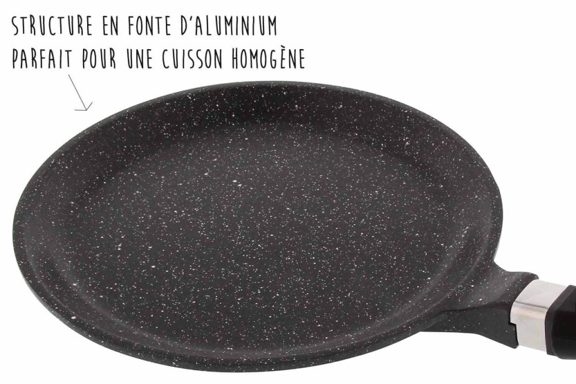 Pradel Excellence Premium 24 cm pannekakepanne i støpejern i steinstil for alle brennere/ induksjon