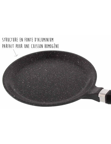 Pradel Excellence Premium 24cm Gusseisen Crêpes Pfanne in Steinoptik für alle Herdarten/Induktion