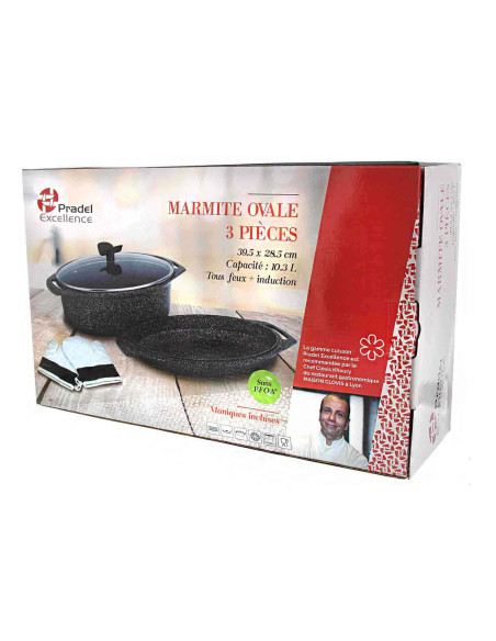 Pradel Excellence Premium 5-osainen 39,5 x 28,5 cm kivitehosteinen yleisrengas/induktiokattila.