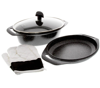Panela de indução Pradel Excellence Premium de 3 peças 33,5 x 25 cm com efeito de pedra