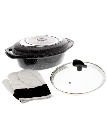 Pradel Excellence Premium 3-delt 33,5 x 25 cm steineffekt all-ring/ induksjonskasserolle