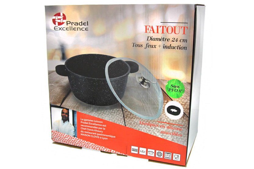 Caçarola de pedra em ferro fundido Pradel Excellence Premium 24cm todos os queimadores/indução