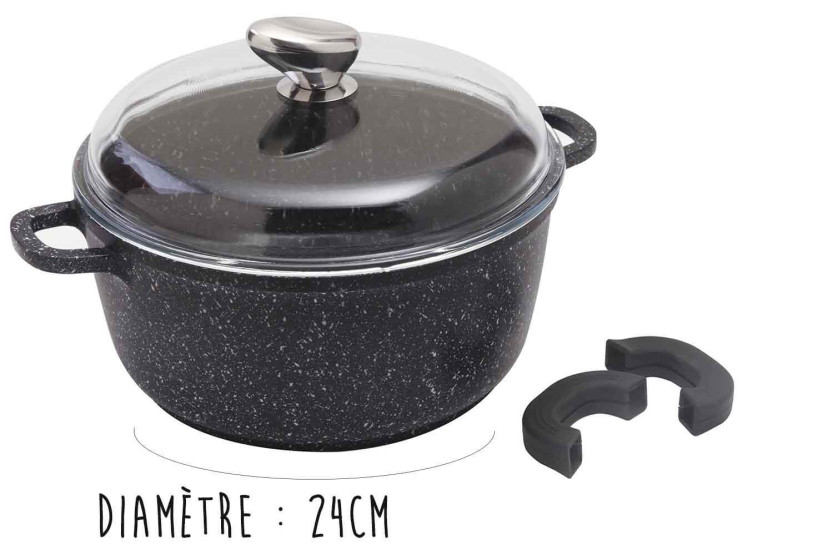 Pradel Excellence Premium 24 cm støpejernsgryte i stein, alle brennere/ induksjon