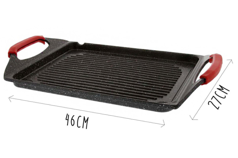 Pradel Excellence Premium gietijzeren bakplaat 46 x 27 cm steen stijl alle branders / inductie