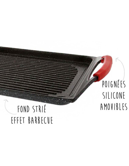 Pradel Excellence Premium støbejernsplade 46 x 27 cm i stenstil til alle brændere / induktion