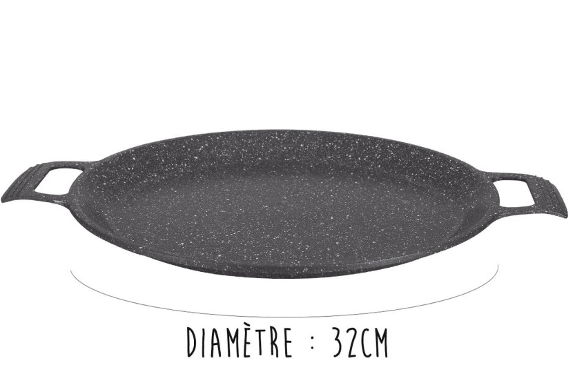 Pradel Excellence Premium 32 cm støpejernspizzafat i steinstil med alle brennere/induksjon