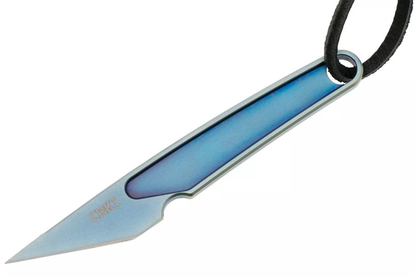 CRKT HangTi 7065.CR halskniv 8,9 cm blåt titaniumhåndtag + skede