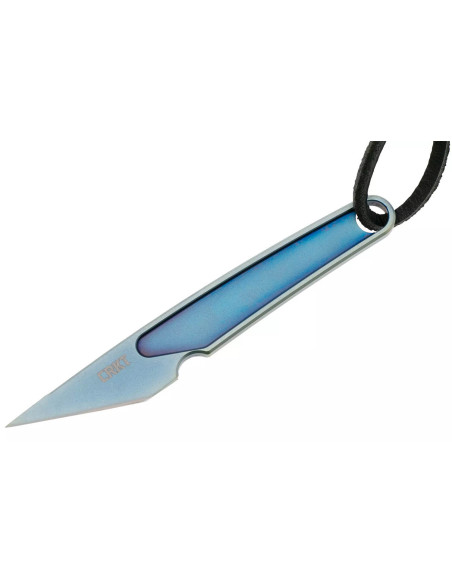 CRKT HangTi 7065.CR halskniv 8,9 cm blåt titaniumhåndtag + skede