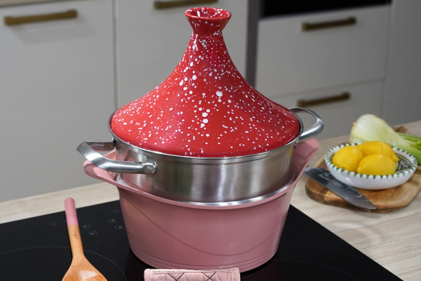 Cookut keraaminen tagine-kansi L'Incroyable Cocotte 24cm:lle + reseptivihko