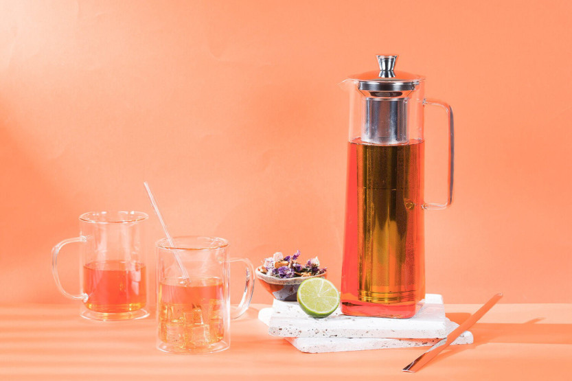 Bule de vidro de borosilicato Cristel Long Island 1,5L com filtro amovível