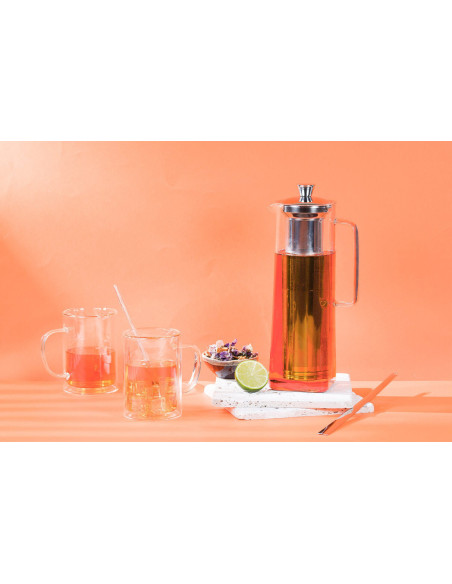 Teiera in vetro borosilicato Cristel Long Island 1,5L con filtro estraibile