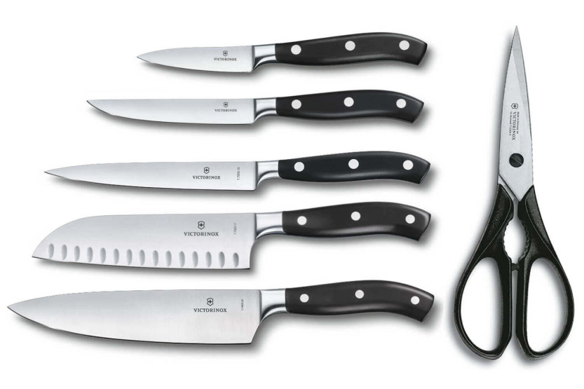 Block 5 geschmiedete Küchenmesser Victorinox + Schere
