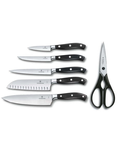 Block 5 geschmiedete Küchenmesser Victorinox + Schere