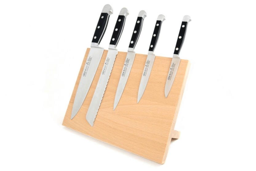 GÜDE 5360 magnetiskt knivblock i bokträ, tomt, för 5 stålknivar