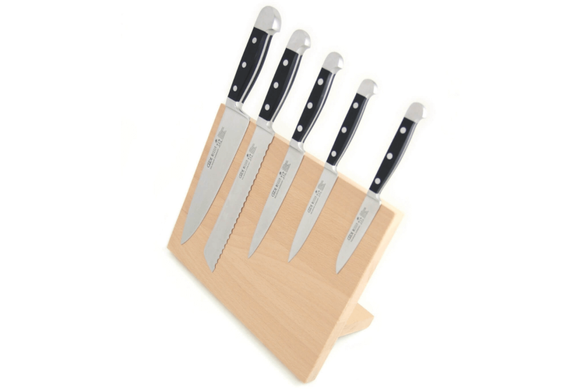 GÜDE 5360 ceppo magnetico in legno di faggio, vuoto, per 5 coltelli in acciaio