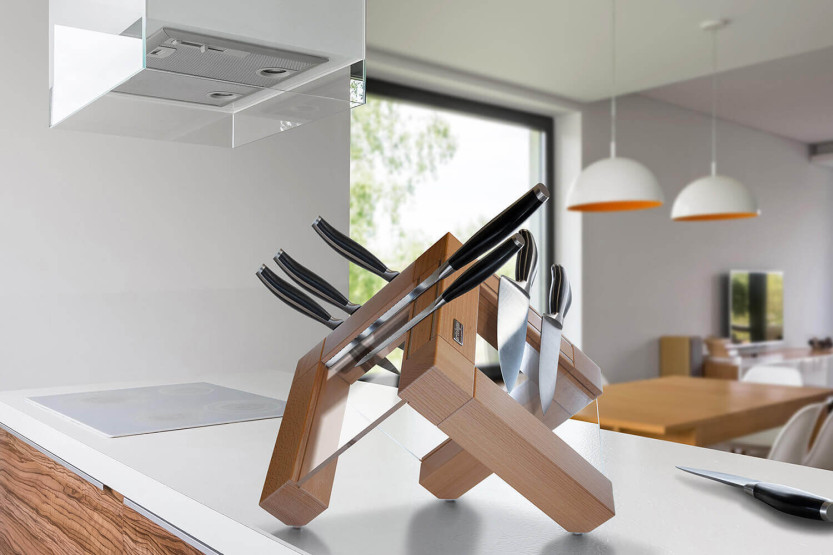Artelegno Grand Prix tomt block i trä och plexiglas för 10 köksknivar