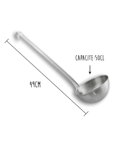 Mestolo professionale in acciaio inox 18/10 49cm capacità 50cl Matfer