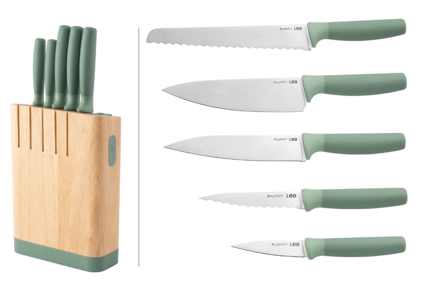 Berghoff Forest 5-knife block with chisel and integrated sharpener