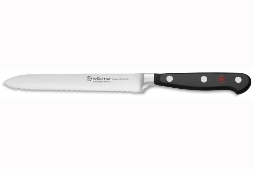 Block med 9 smidda Wusthof Classic-knivar i antracit