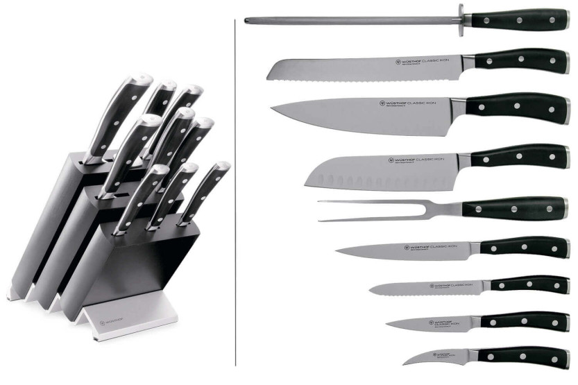 Wüsthof Classic Ikon svart block - 9 smidda knivar