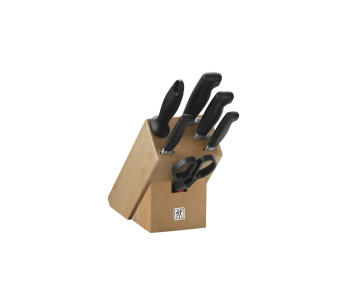 Bloque de cuchillos de madera natural de 7 piezas Hojas forjadas Zwilling Four Star
