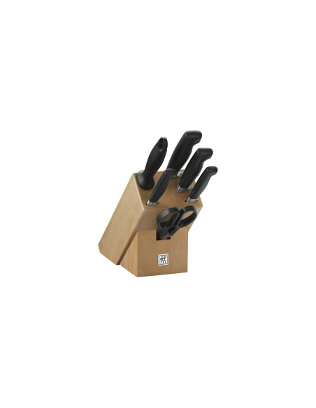 Ceppo di coltelli in legno naturale da 7 pezzi Lame forgiate Zwilling Four Star
