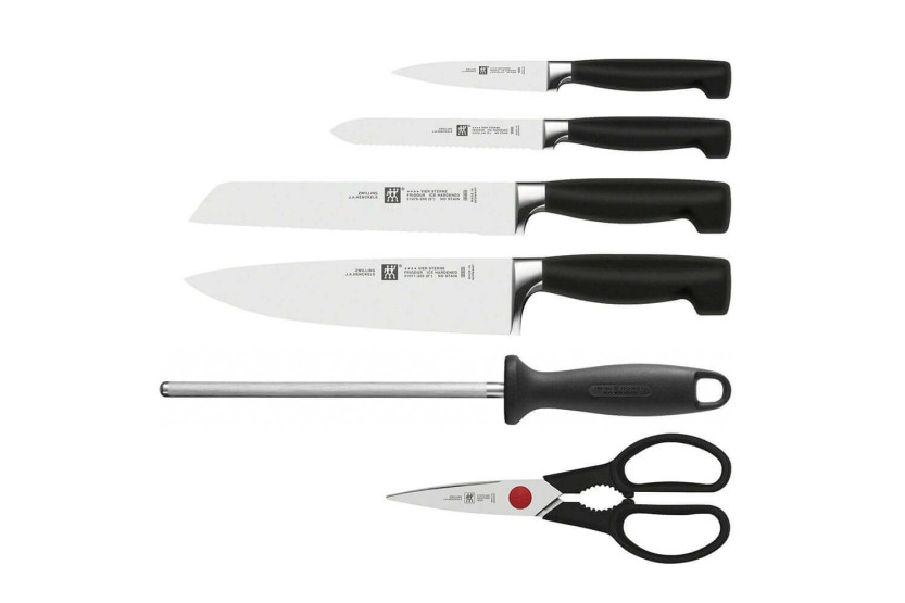 Messerblock Naturholz 6-teilig Zwilling Four Star geschmiedete Klingen