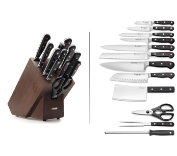 Wusthof Classic svart block - 12 smidda bitar