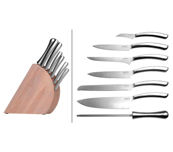Taco de madera Berghoff Essentials 6 cuchillos + 1 chaira
