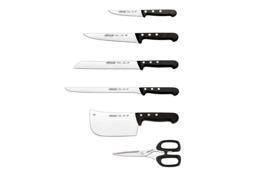 Fyrreblok 5 knive + saks Arcos UNIVERSAL blade i rustfrit stål NITRUM