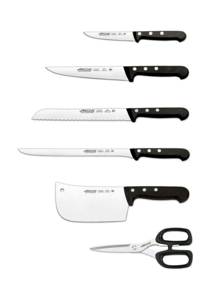 Furublokk 5 kniver + saks Arcos UNIVERSAL rustfritt stålblad NITRUM