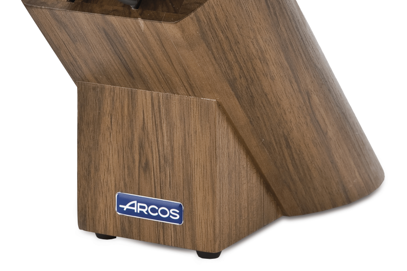 Bloco de nogueira Arcos UNIVERSAL de 5 facas com lâminas de aço inoxidável NITRUM