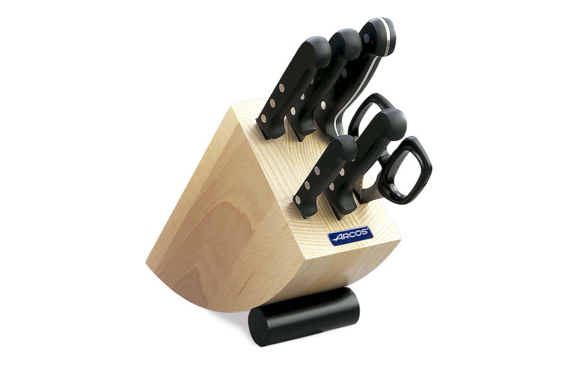 Design block beechwood 5 knives + scissors Arcos UNIVERSAL stainless steel blades NITRUM