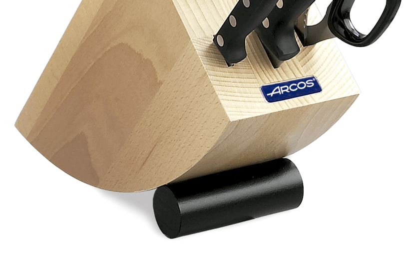 Bloque de diseño de madera de haya 5 cuchillos + tijeras Arcos UNIVERSAL cuchillas de acero inoxidable NITRUM