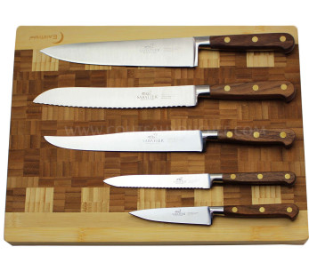 SABATIER Taco Perigord de nogal lacado negro 5 cuchillos forjados de acero inoxidable 2