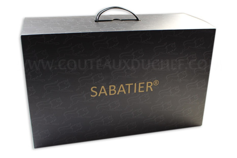 SABATIER Taco provenzal de madera de olivo lacada en blanco 5 cuchillos forjados de acero inoxidable