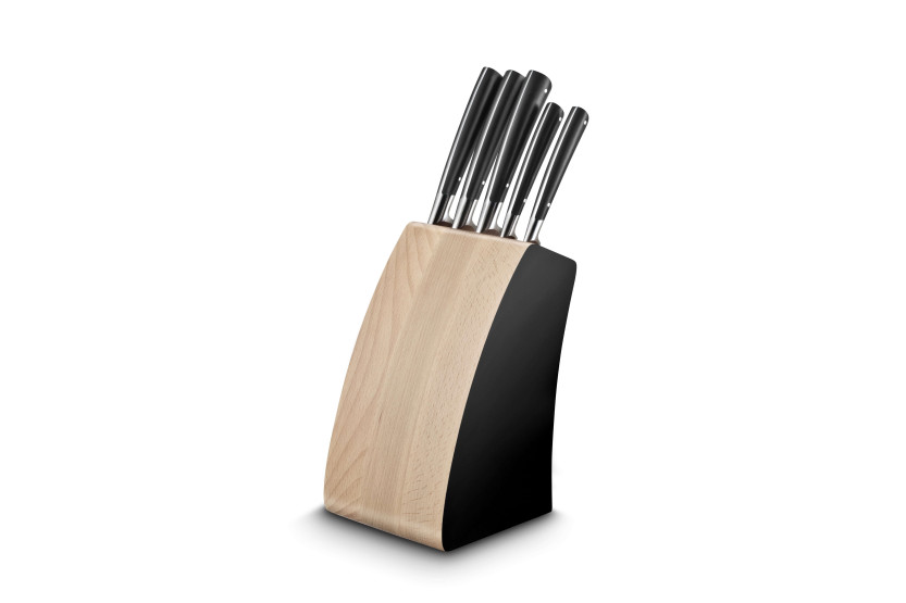 Lion Sabatier Edonist bloque de madera de haya 5 cuchillos forjados de acero inoxidable