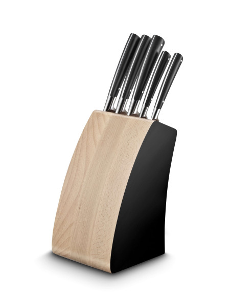 Lion Sabatier Edonist bloque de madera de haya 5 cuchillos forjados de acero inoxidable