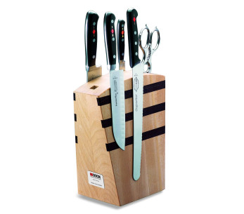 Magnetisch houten blok met 4 messen + 1 schaar DICK Premier Plus