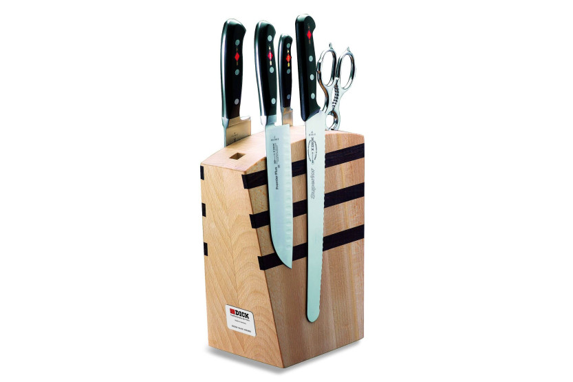 Magnetisch houten blok met 4 messen + 1 schaar DICK Premier Plus