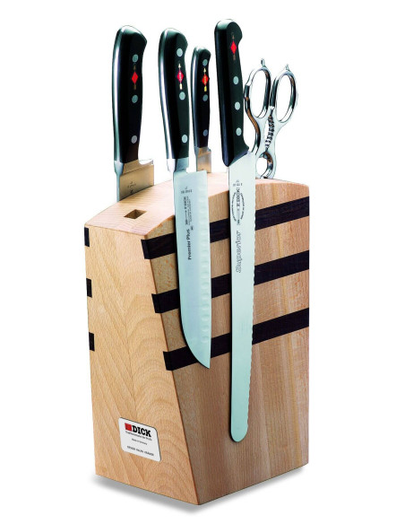 Blocco magnetico in legno con 4 coltelli + 1 forbice DICK Premier Plus
