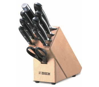 Houten blok met 6 gesmede messen + 3 accessoires DICK Premier Plus