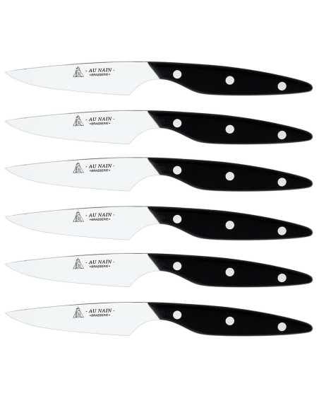 Au Nain Brasserie bloque universal de 6 cuchillos para carne mango negro