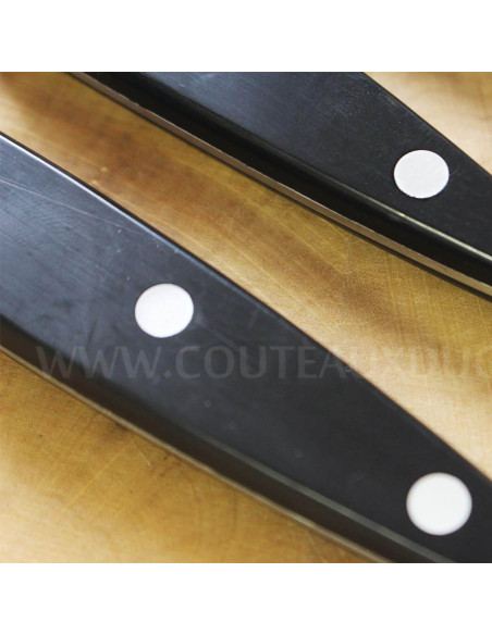 Bloco universal de 6 facas para bifes Au Nain Brasserie com cabos pretos