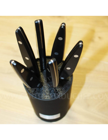 Au Nain Brasserie universal block of 6 steak knives with black handles