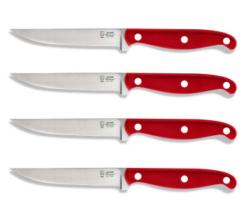 Au Nain Bistronome bloque universal de 4 elegantes cuchillos para carne con mangos rojos 2