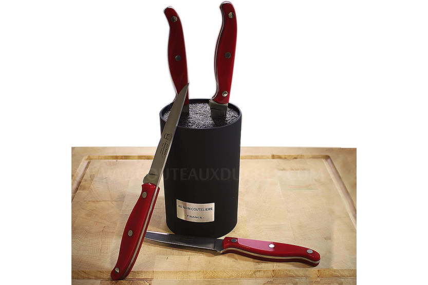 Au Nain Bistronome bloque universal de 4 elegantes cuchillos para carne con mangos rojos