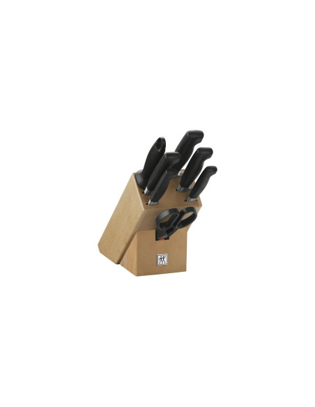 8-piece natural wood knife block Zwilling Four Star forged blades